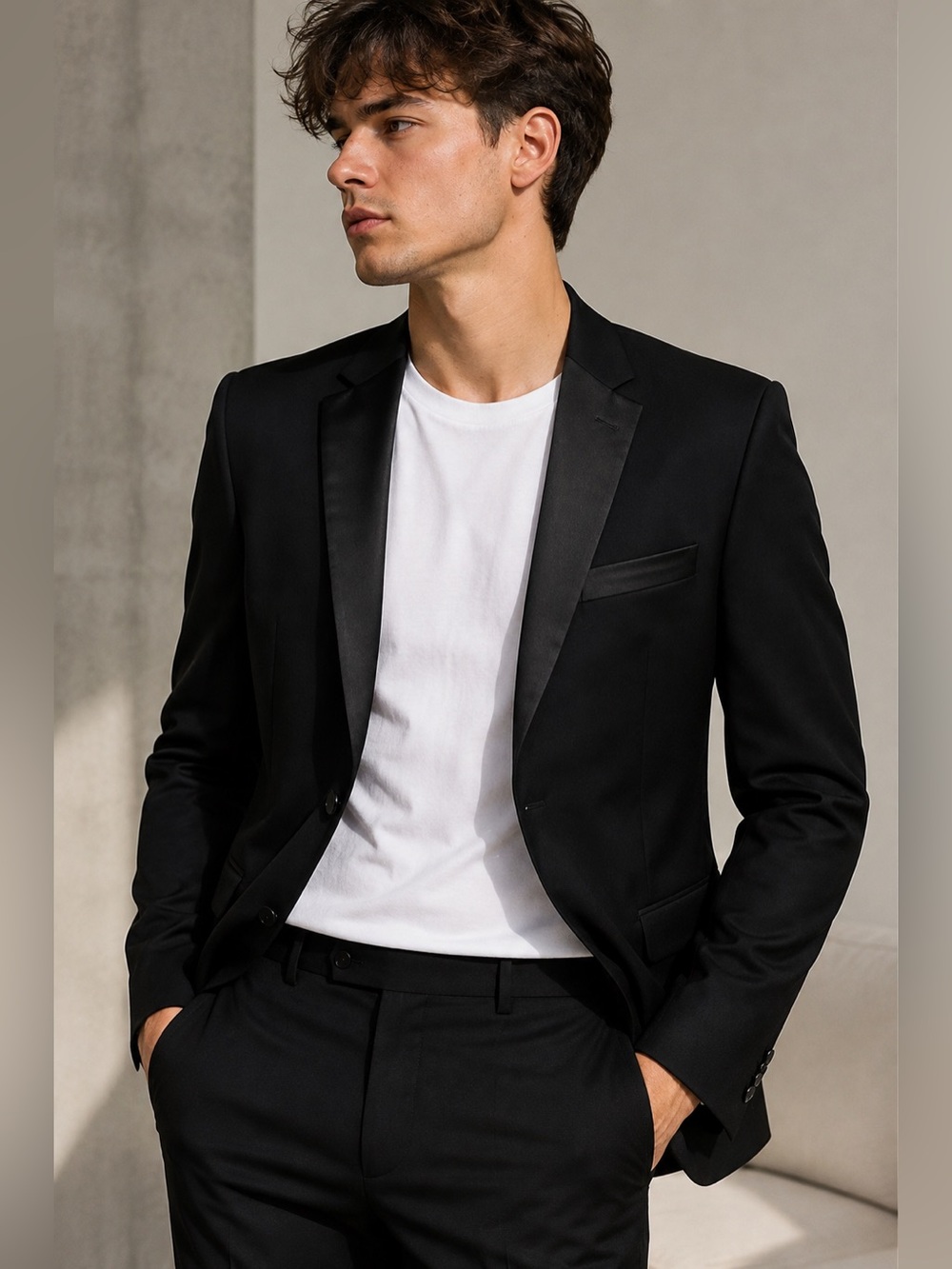 le chateau Black Men's black Formal Blazer Jacket size 38R new without tag